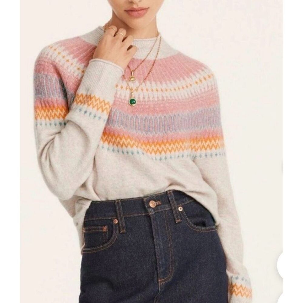 J Crew fair isle yolk alpaca blend sweater